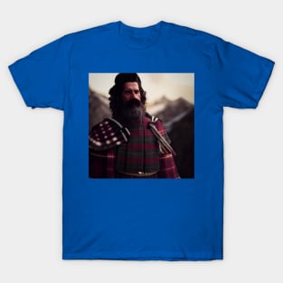 Scottish Highlander in Clan Tartan T-Shirt